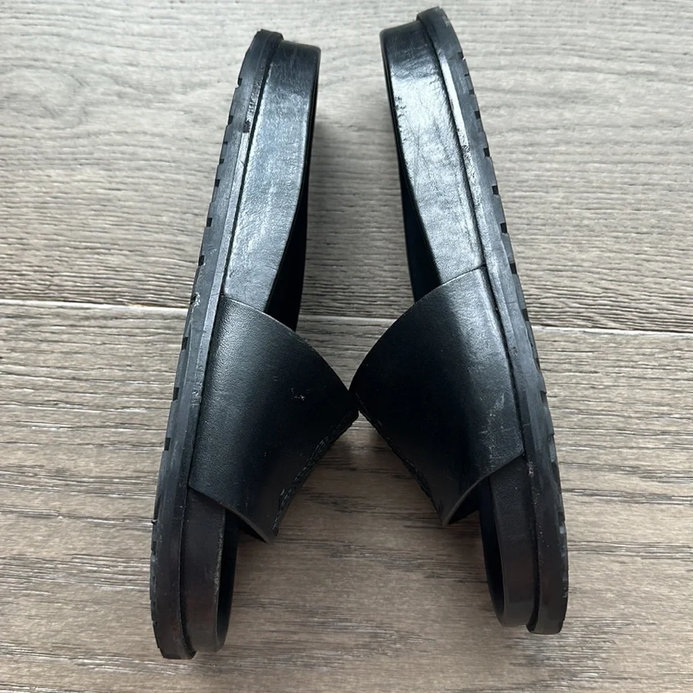 Saint Laurent Jimmy Logo Black Leather Embroidered Slide Sandals - Picture 3 of 6